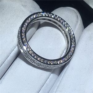 Fashion Deinty Ring Paver Pave Stone 925 Sterling Silver Party Casamento Banda Anéis para Mulheres Presentes do Dia dos Namorados