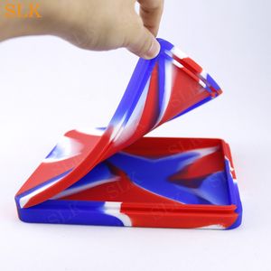 Flat silicone storage box 200ml dab rig cases big rolling tray for dry herb non-stick pizza container