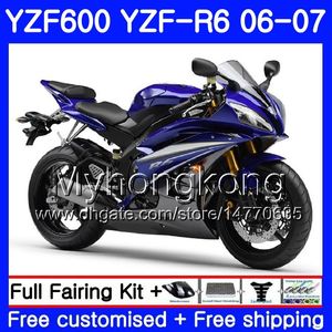 Karosserie + Tank für Yamaha YZF R 6 YZF 600 YZF-600 YZFR6 06 07 Rahmen 233HM.1 YZF-R6 06 07 Factory Blue Top YZF600 YZF R6 2006 2007 Verkleidungsset