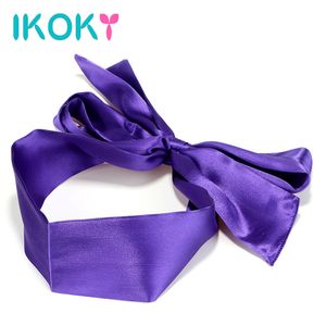 IKOKY Cosplay Sex Toys For Couples SM Bondage Eyes Patch Belt Blindfold Sexy Eye Mask Masque 1.5M Adult Products Satin Ribbon S924