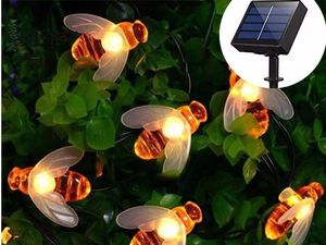 Solar Lamps String Lights 30 Led Honey Bee Shape Powered Fairy Lights for Outdoor Garden Fence Summer Decoratio