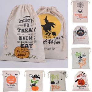 Halloween Trick Or Treat Bags Cartoon Pumpkin Spider Witch Decor Halloween Sacks Canvas For Kids Halloween Candy Buckets Bag