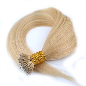 Nano ring hårförlängningar 1g strand 200s färg 14 till 26 tum keratinlim rakt mänskligt hår gratis dhl