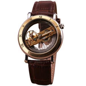 2021 Ny Jaragar Luxury Golden Bridge Roman Dial Mäns Automatisk mekanisk handledsklocka Genomskinlig rörelse Äkta läder