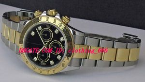 Роскошные часы Men автоматическое механическое движение желтое золото сталь Black Diamond 116523 Watch Speed ​​40 мм модные бренды мужские наручные часы