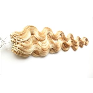 P27/613 blonde Micro Loop Hair Extensions Human Hair Extension With Rings Colored Strands 1g/strand100g Micro Ring Hair Extensions