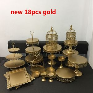 Wholesale student tables resale online - 20pcs white gold crystal metal cake stand wedding cupcake stands cake plates pan fruit bar decoration cookie cake tools bakeware set