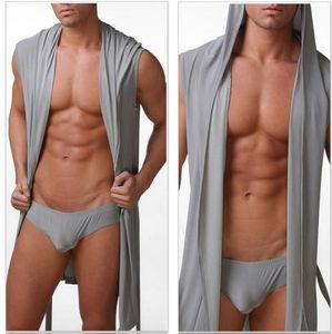 Partihandel-1 Pecs Mäns Underkläder Fritid Lounge Robe Hooded Sexig Soft Gown Pyjamas Robes Mäns Sömn Lounge Män Robes Bathrock
