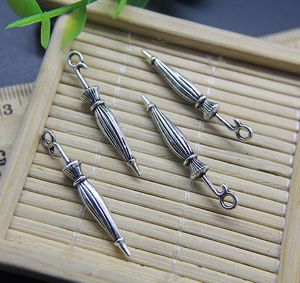 100pcs/Lot Umbrella Alloy Charms Pendant Retro Jewelry Making DIY Keychain Ancient Silver Pendant For Bracelet Earrings 35*5mm