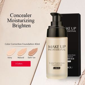 Laikou Professional Color Correction Foundation Hidratante Corretivo Bases líquidas à prova d'água 40 g Base de maquiagem corretiva facial