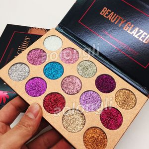 Bästa skönhetsglaserade glitterögonskuggspalett 15 färger Ögonskuggspalett Makeup Ultra Shimmer Face Cosmetics