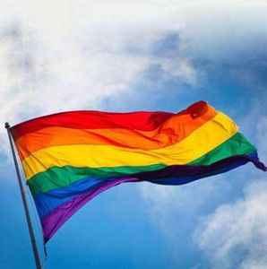 Grande Bandeira Arco-íris Bandeira do Orgulho Gay Listrado Bandeiras Grande Evento Sinal 4x6 Pé Poliéster Decorações de Festa 90*150 cm