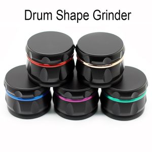 Tambor Forma Grinder Chanfro Herb Grinders Fumar Fio Contrastante 4 Partes 63mm Liga De Zinco Triturador De Especiarias De Tabaco