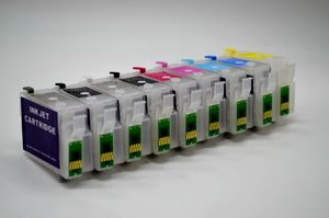 9 datorer/set, tom T1571-T1579 Refillerbar bläckpatron med auto återställning permanent chip för Epson Photo R3000 skrivare