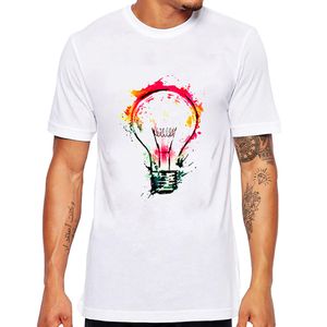 2017 new rock Punk men T-shirt Top Tee Splash Ideas Novelty fashion design Bulb painting Hipster o-neck boy t shirt