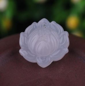 Jade Statue Natural Agate Jade Hand Carved Lotus Flower Jade Pendant Jewellery Collection Summer Ornaments Natural Stone Hand Engraving