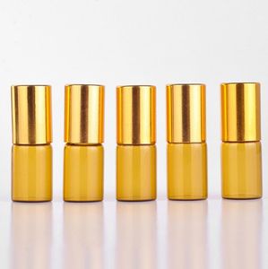 3ml Amber Refillable Glass Perfume Bottles Empty Mini Roll On Essential Oil Bottle With Metal Roller Ball LX3041