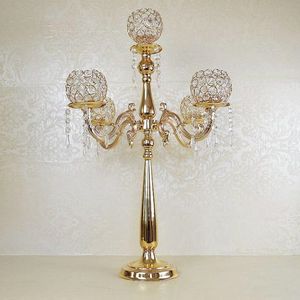 Ürün zarif Tall metal ve kristal şamdan centerpieces düğün altın, gümüş şamdan 5 kol dekorasyon hızlı kargo