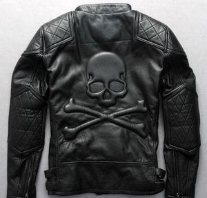 Clothing Locomotive Leather Jacket Steel Seal Skull Head Stand Collar Mad Cross Country Motorcycle Suit Jacket Brand