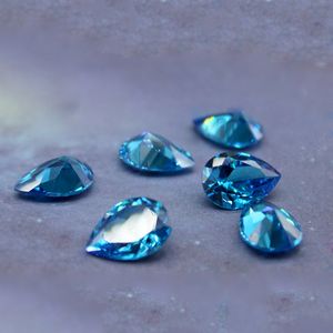 Pear Cut Good Quality 3A Grad Blue Topaz CZ Cubic Zirconia Synthetic Loose Gemstone For Jewelry Making 100pcs/lot Factory Direct