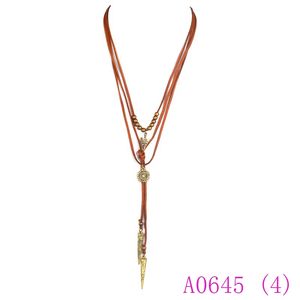 3pcs Nuovo arrivo Casual Street String cinghie cinguetta in velluto lunghe perle d'argento Collar collana in pelle a pendente per donne A0645