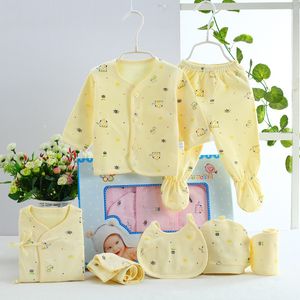 Mode (7pcs / set) Nyfödd baby 0-6m Kläder Set Baby Boy / Girl Kläder 100% Bomull Vårtecknad Underkläder, Gratis frakt