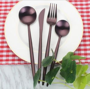 Stainless Steel Cutlery Gold Flatware Set Black Tableware Dinnerware portable outdoor flatware western restaurant bar kitchen dinner tool