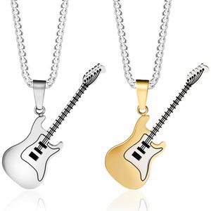 Guitar Halskette cooler personalisierter Anhänger für Frauen Männer Party Geschenk Gold Schwarz Farben Edelstahlketten