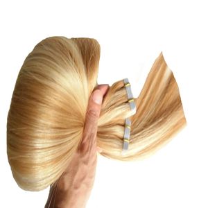 P27 / 613 Uygulayın Bant Yapıştırıcı Cilt Atkı İnsan Saç Ombre Bant İnsan, Saç Uzantıları Gümüş Gri Saç Uzantıları Sarışın Bant Saç Uzantıları