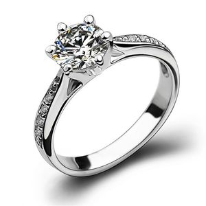 choucong Prong set 6mm Stone Diamond 925 sterling Silver Women Engagement Wedding Band Ring Sz 4-10 Gift