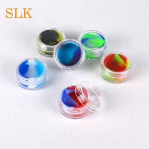 Récipients de cire de stockage acrylique en silicone à double doublure 5 ml coque ronde antiadhésive bocal à bonbons étui à bonbons multifonction