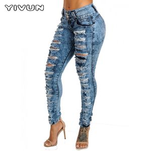 YIVUN Women Pencil Pants Long Jeans Slim Pleated Ripped High Waist wholes price pant fashion trends dhgate popular