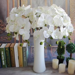Seiden-Orchidee mit einem Stiel, 78 cm lang, künstliche Blumen, Mini-Phalaenopsis-Schmetterlingsorchideen, Farbe Rosa/Creme/Fuchsia/Blau/Grün