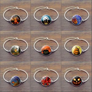 Charm Bracelet for Halloween Pumpkin Skull Bangles Art Photo Glass Cabochon Bracelets Time gem bracelet for Women