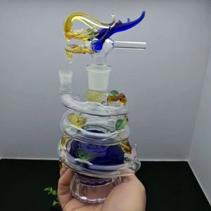 Multi Color Spiral Panlong Glass Water Bongs Partihandel Glas Bongs Oil Burner Pipe Rökning