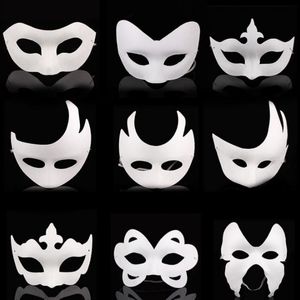 halloween Wholesale White Unpainted Face Mask Plain Blank Version Paper Pulp Mask DIY Masquerade Masque Mask