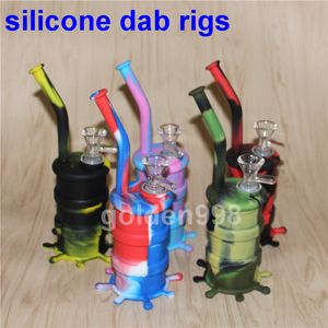 Verschiedene Farben Silikon Bubbler Wasserpfeife mit Honeycomb Percolator und Double Recycler Silikon Oil Rig Glas Bong Shisha Kostenloser Versand