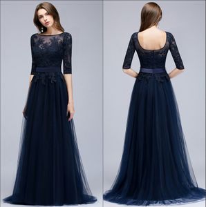 100% Real Photo Long Sleeves Lace Evening Dresses Sheer Scoop Neck Tulle Appliques Low Back Long Formal Party Prom Dresses CPS470