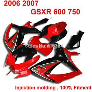 Injection molding fairing kit for SUZUKI GSXR600 GSXR750 2006 2007 red black GSXR 600 750 06 07 EE48