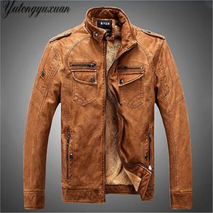 Wholesale- 2017 Full Promotion Fashion Leather Motorcycle Jacket Men Winter Pilot Jackets And Coats Biker Mantel Mens Faux