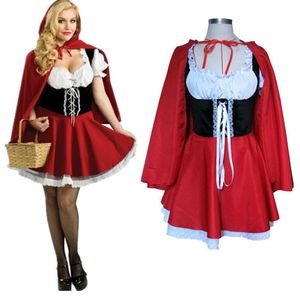 Plus Size Role Play Dress Little Red Riding Hood Costume Cosplay Adult Party ClubWear Sexy Carnival Halloween Costumes For Women Y1892611