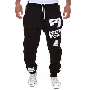 New Mens Pants 7 Printed New York Letter Print Sweatpants Joggers Male Lace-up Casual Trousers Pants Plus Size