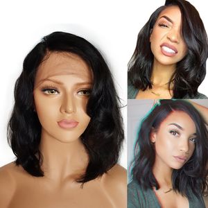 180%density wavy bob lace front human hair wig wet wave full ends laces frontal short wigs 360 diva1
