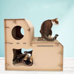 Trwała podwójna Deck Drabina Rodzaj Cat Scration Falgled Paper Cats Board Fit Fit Sleeping Play Pet Supplies JB FF