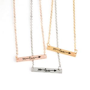 2021 Personality Fashion necklace Rose Gold Silver Bar Arrow Shape Love Rectangular Brand Alloy Female Jewelry Gift