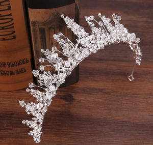 Wholesale silver princess crown resale online - Bridal diamond hand crown Silver Crystal Princess Crown hoop crown ornament