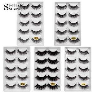 Shidishangpin 5 par 3d mink falska ögonfransar naturlig lång mjuk fluffig ögonfransförlängning makeup full strip lash g700