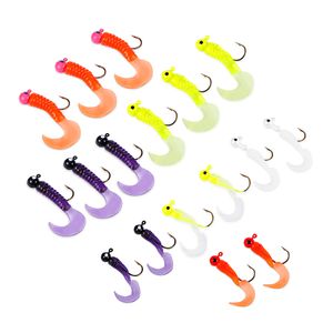 17pcs /セットウォームフィッシングルアーベース餌魚フックタックルには2種類のソフトウォームルアー（8個、9個）が含まれています