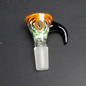 Tjockt glas Bong Slide Swirly Bowl Rökningstillbehör Bowl Piece Man Färgglada 14 mm vattenrör Bongs skålar Huvudskjutande bild
