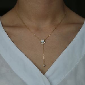 2018 neuestes Design, vergoldete Halskette für Frauen, Schmuck, hochwertiger CZ-Opalstein, europäische Frauen, langer Y-Lariat-Halskettenstil